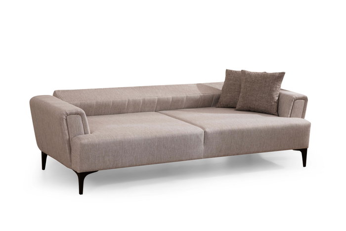 Atelier Del Sofa Hamlet Sofá-Cama 3 Plazas Beige con estructura de Madera de Haya y tapizado de Poliéster, 206x145x43cm